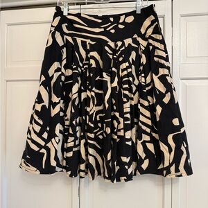 H&M Black and Cream Abstract Skater Skirt